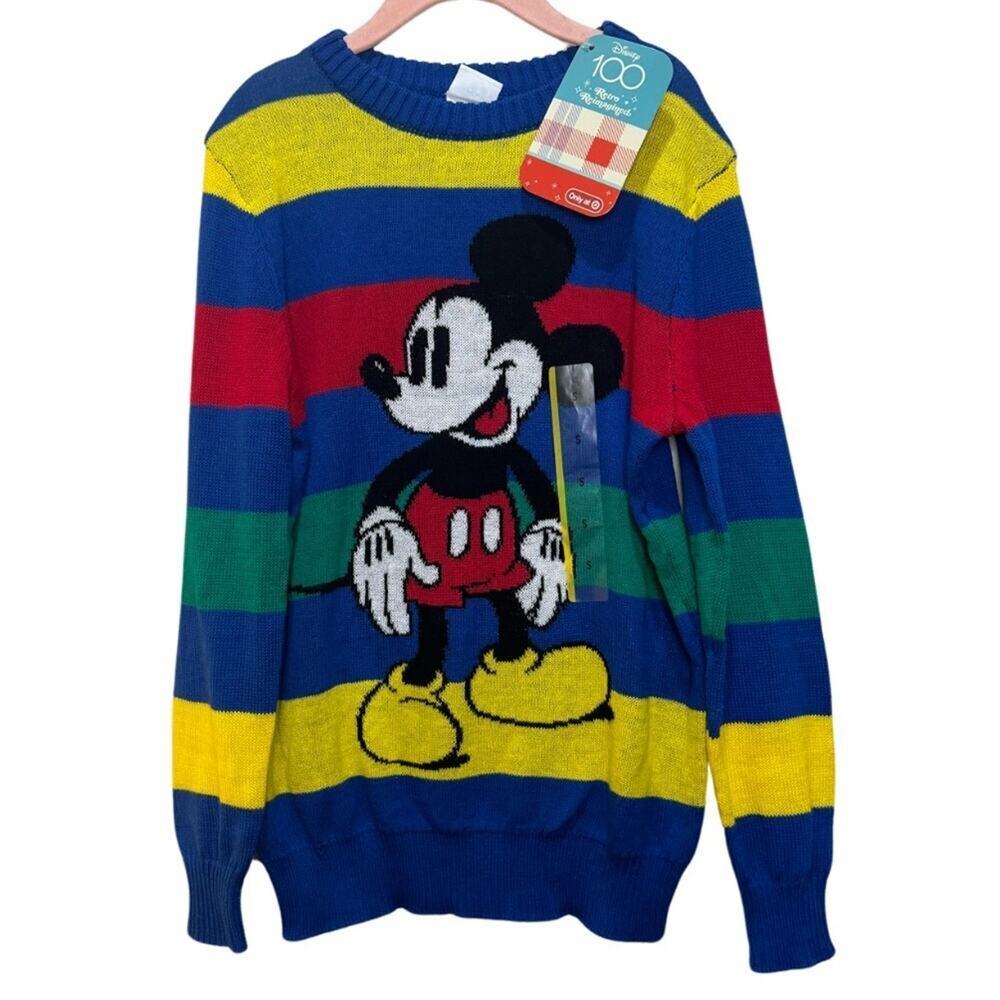 Disney 100 Mickey Mouse Retro Re-Imagined Striped Pullover Sweater Size XS